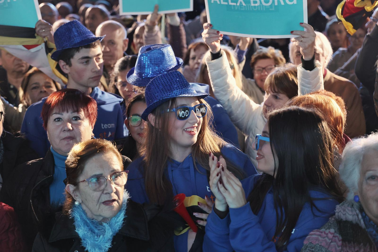 Young PN supporters at a mass rally to celebrate Alex Borg’s first 100 days as party leader (Photo: PN)