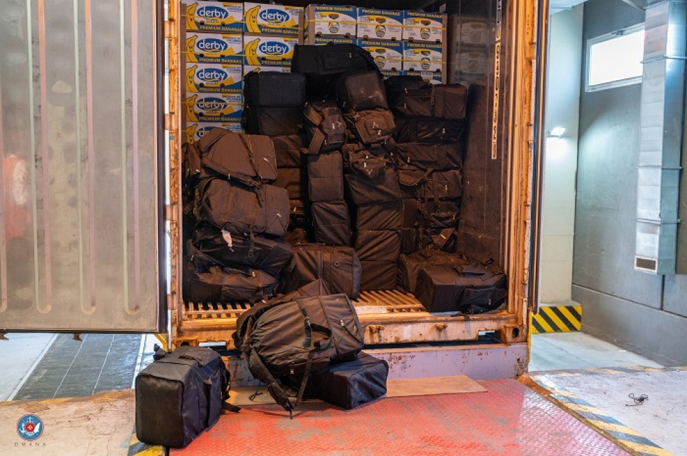 A record 1.5 tons of cocaine were intercepted by Customs officials in May 2022. The container, which was transporting bananas, was en-route from Colombia to Koper in Slovenia (Photo: Malta Customs)