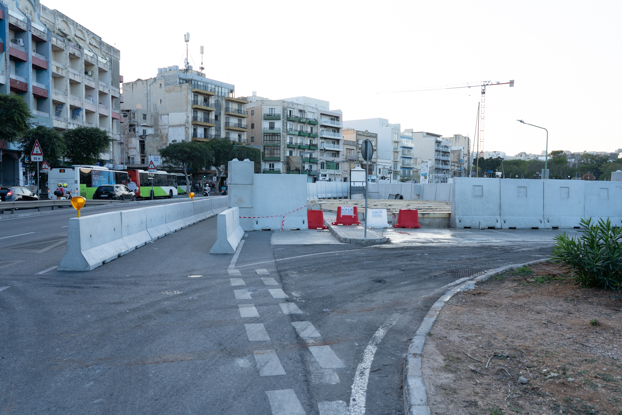 Stone barriers were set up along the Msida marina (Photo: James Bianchi/MaltaToday)