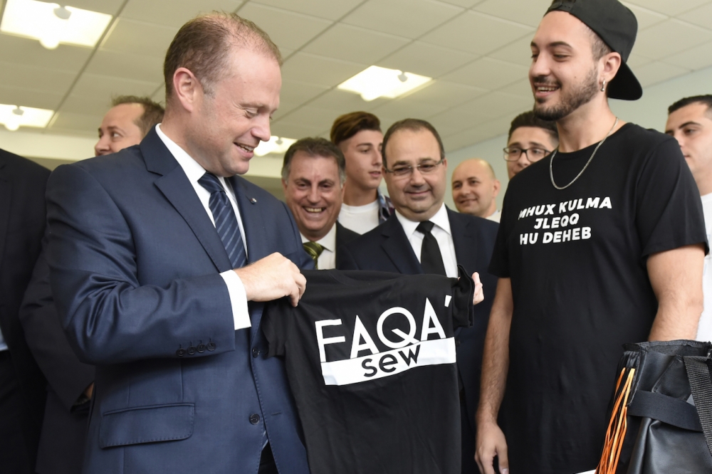 Prime Minister Joseph Muscat touring MCAST stands set up for fresher's week