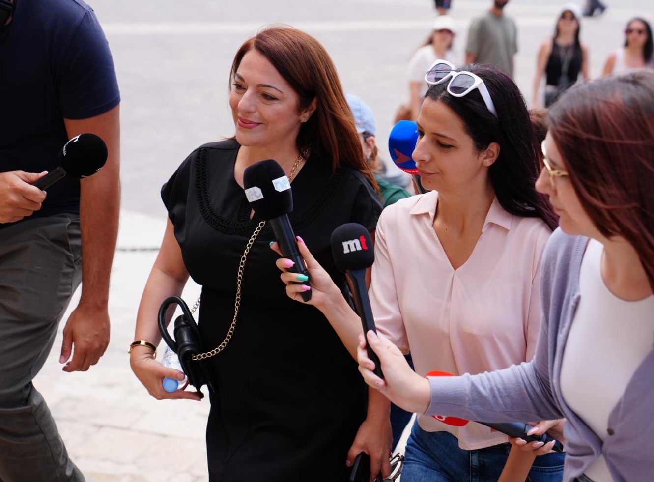 Julia Farrugia entering Castille (Photo: Daniel Tihn/MaltaToday)