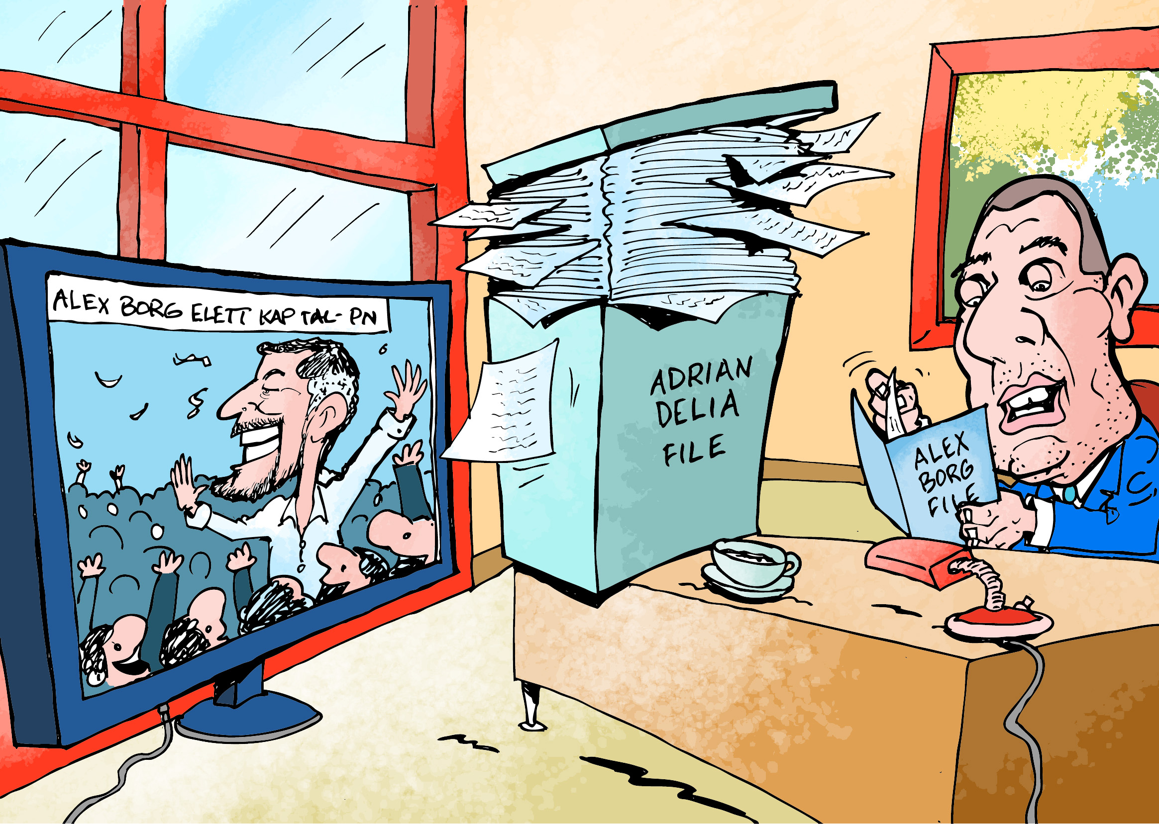 14 September: A panicked and somewhat disappointed Robert Abela scrambles to find something, anything he can use to rattle new PN leader Alex Borg