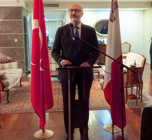 Kor Kurt Akın, Co-founder and Director of ESC Group delivers a speech at the event