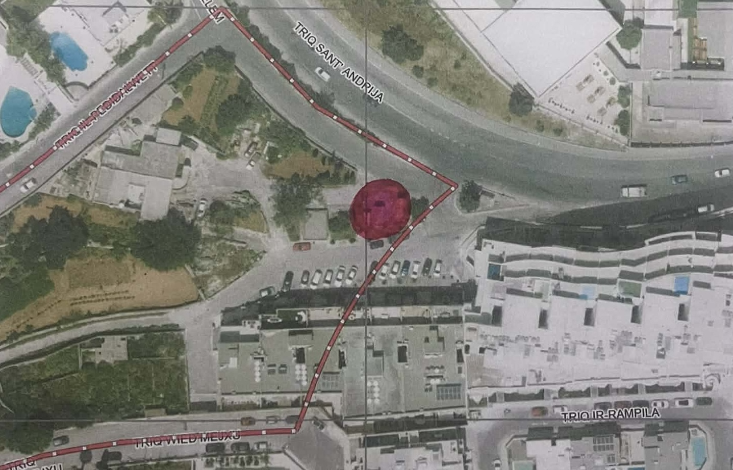 The footbridge falls slightly within ODZ, as encompassed by the red outline (Photo: Swieqi Local Council)