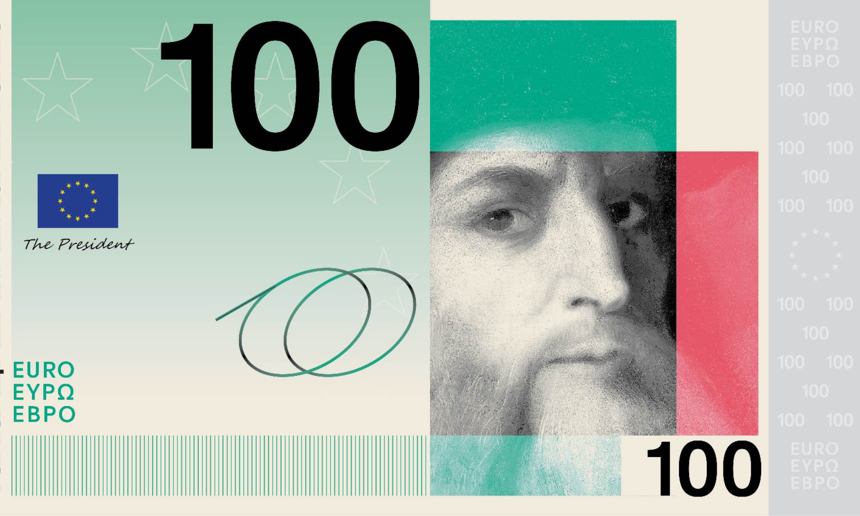 A proposed €100 note features Italian Renaissance artist and inventor Leonardo da Vinci (Photo: European Central Bank)