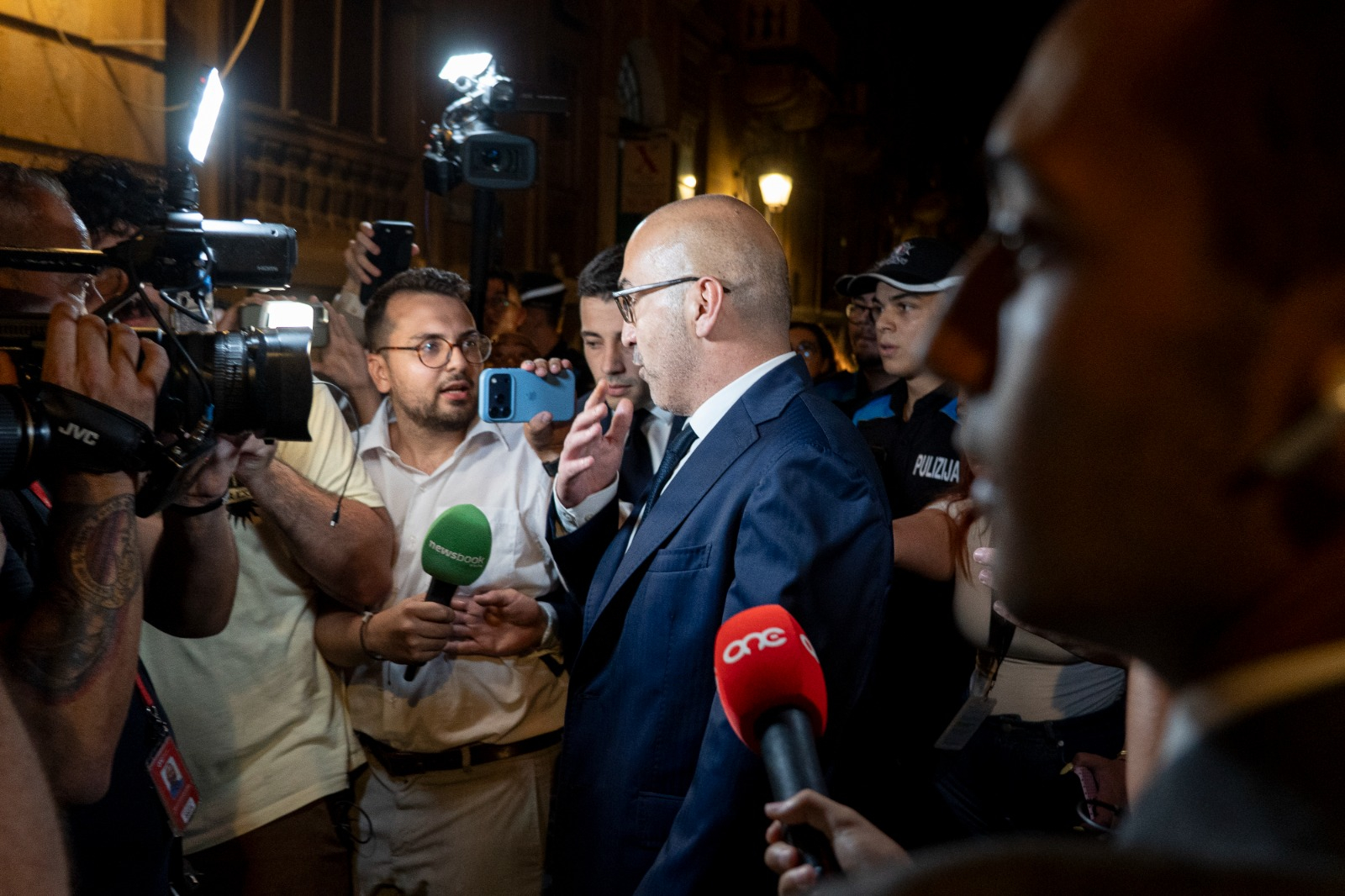 Yorgen Fenech gives comments to journalists shortly after walking away from court as free man following his acquittal (Photo: James Bianchi/MaltaToday)