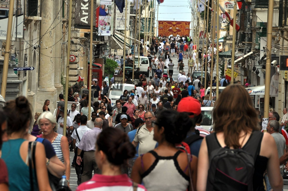 Crowds in Valletta (Photo: James Bianchi/MaltaToday)