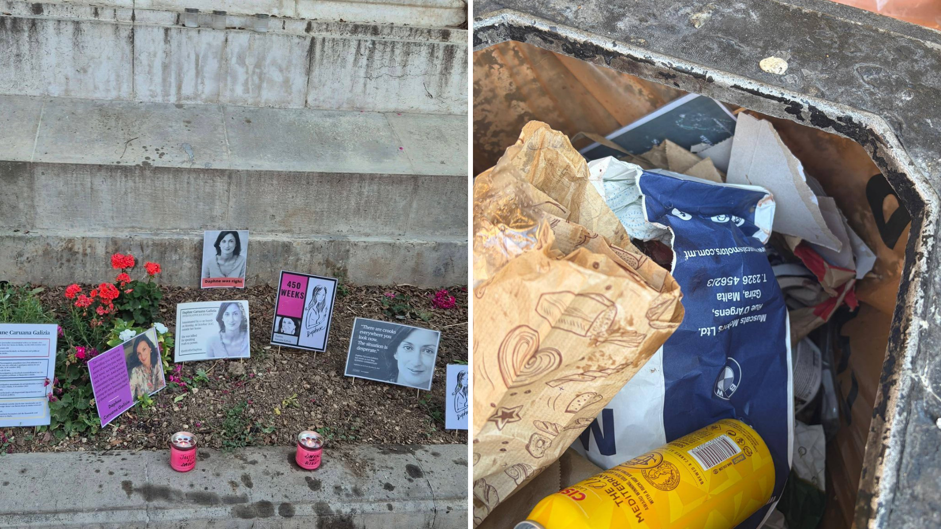 The protest memorial has stood for eight years since Galizia’s murder in 2017