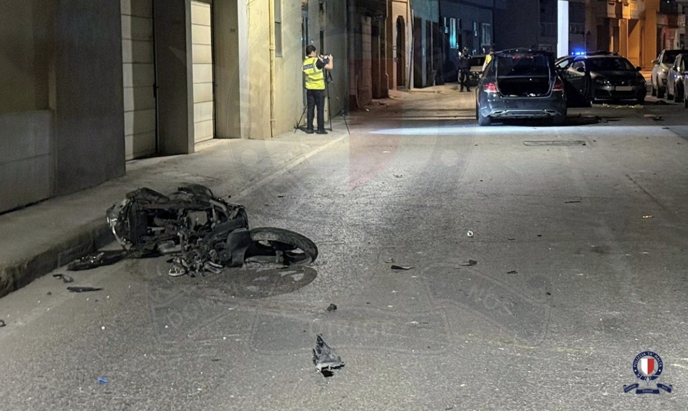 The collision happened at around 8pm on Triq Wied il-Għajn, Ħaż-Żabbar (Photo: Malta Police)