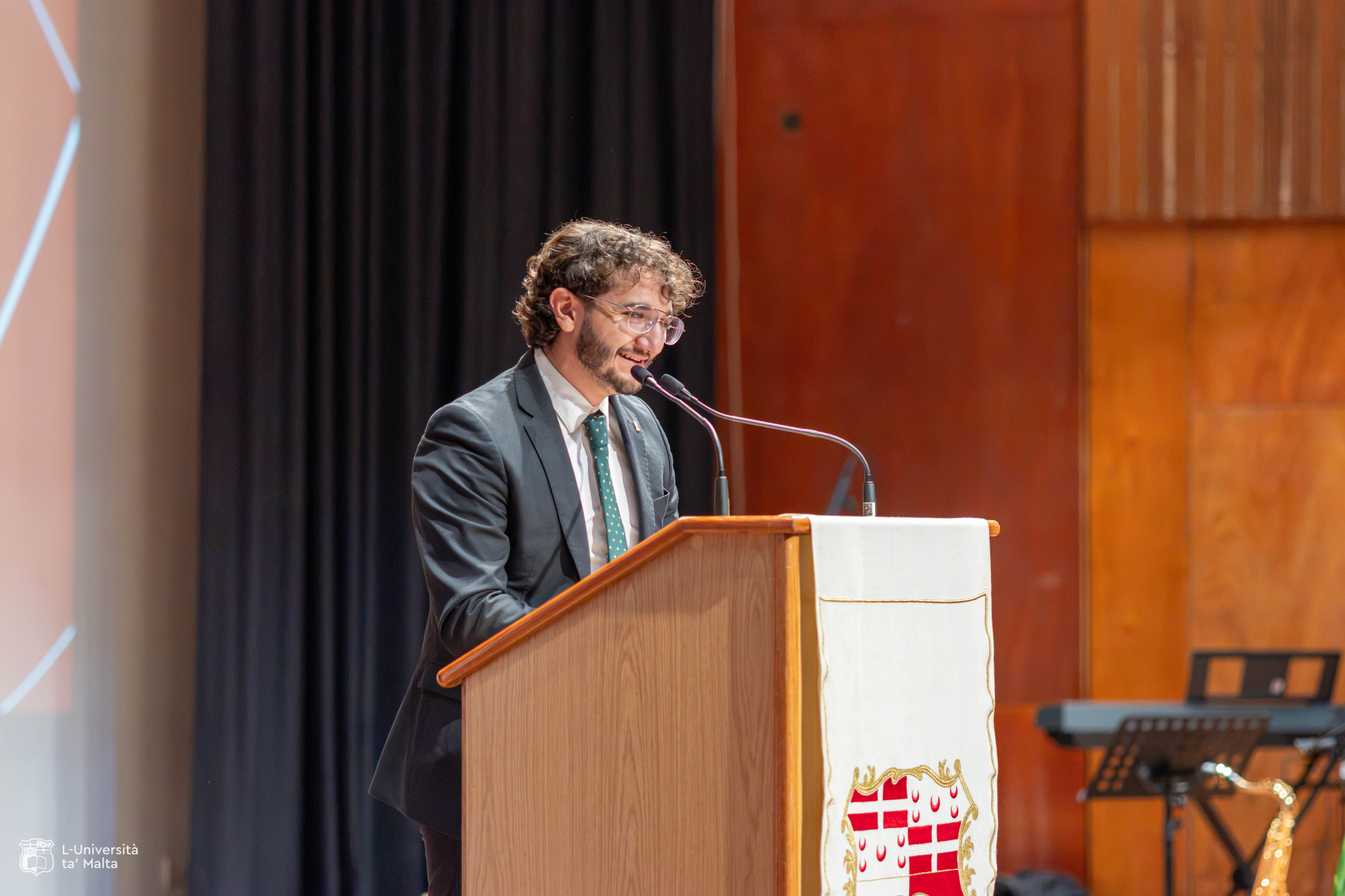 KSU President Nick Muscat speaking at the opening ceremony (Photo: University of Malta)