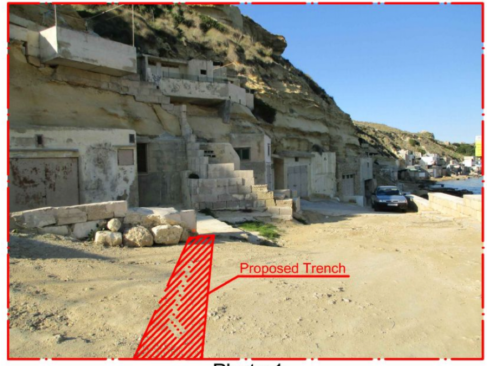 A depiction of where the trench will be developed