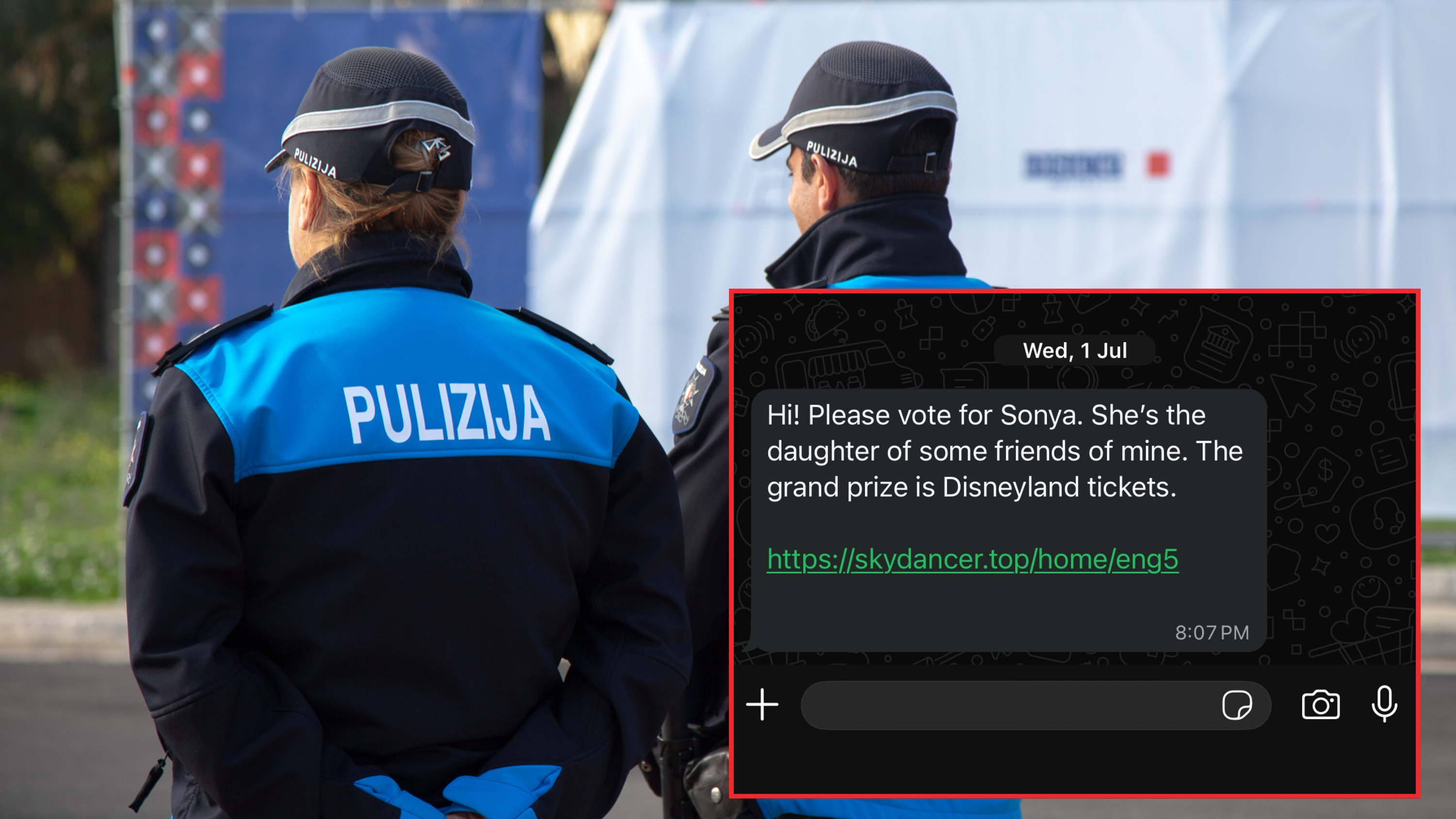 The police strongly urged the public not to click these links