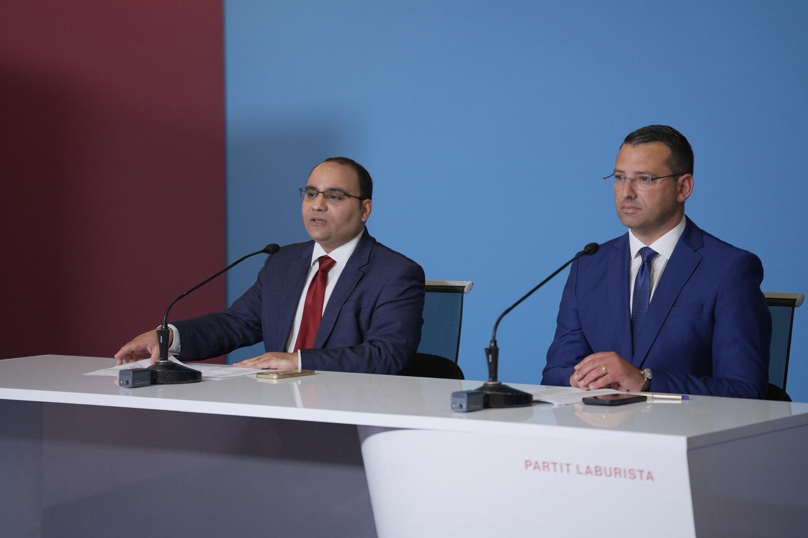 Clyde Caruana (left) and Jonathan Attard came out criticising the PN’s tax relief numbers