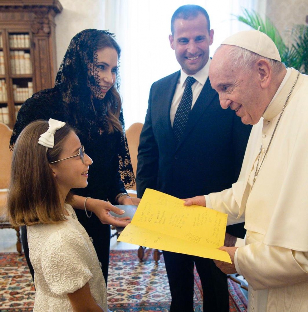 Pope Francis with the Abela family