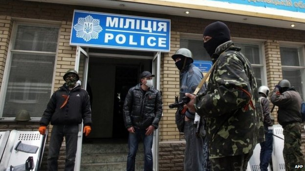 Pro-Russian men seized control of the police headquarters in Kramatorsk.