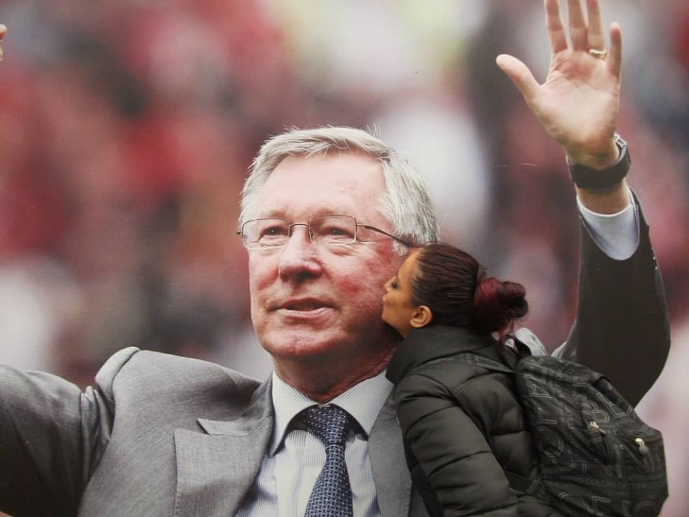 TV presenter Angie Laus - taking the Alex Ferguson worship seriously