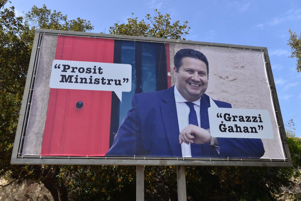 ‘Grazzi Ġaħan’: PN’s new billboards target justice minister’s chat with Yorgen Fenech