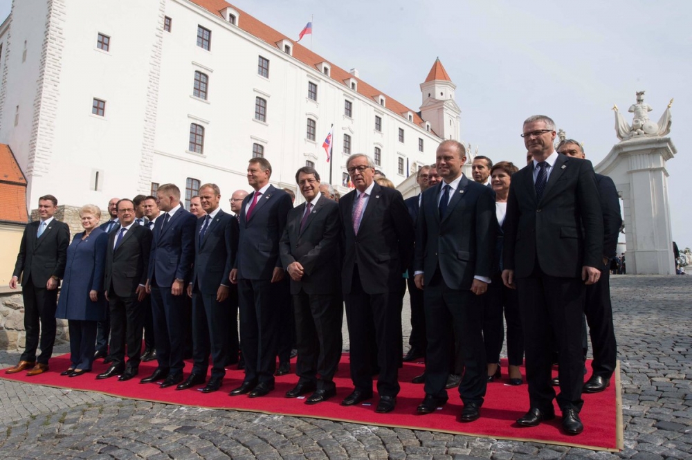 Leaders of 27 EU countries, less British Prime Minister Theresa May, gather in Bratislava for an informal meeting to discuss the future of the EU