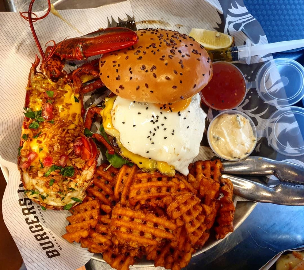 Burger and lobster from Burgers.Ink