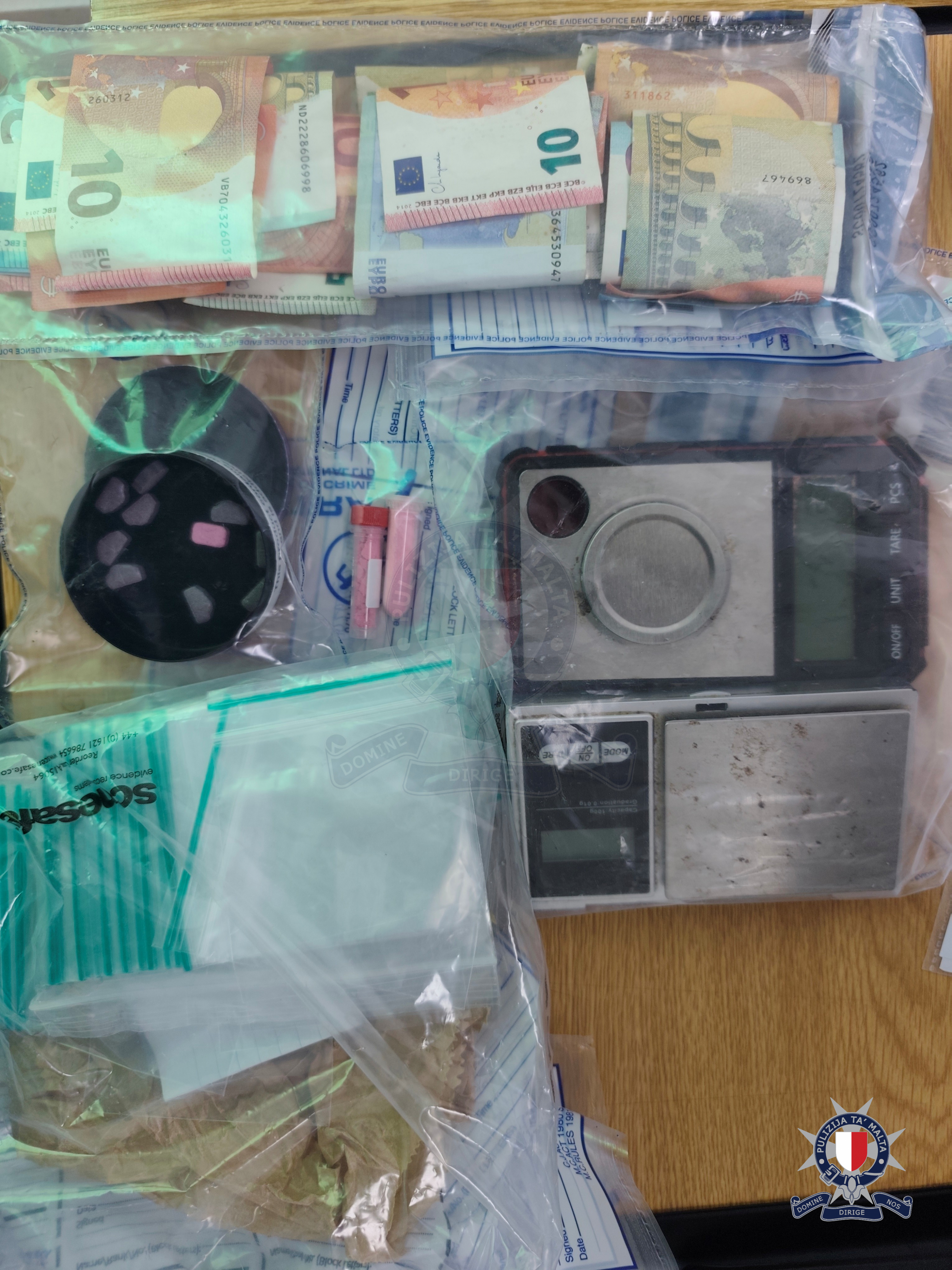 Drugs and paraphernalia used for drug trafficking (Photo: Malta Police) 