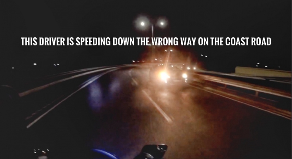 Maniacal driver speeds down the wrong way on Coast Road, action caught ...