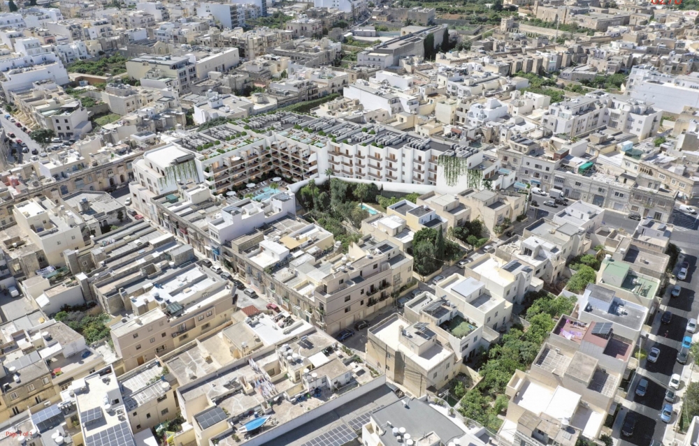 A photomontage of the proposed apartment block that will replace the Dolphin Complex in Balzan