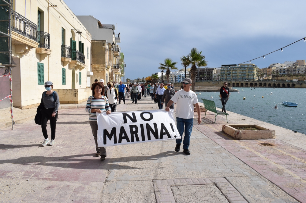 Residents protest Marsascala yacht marina in cultural walk around the area