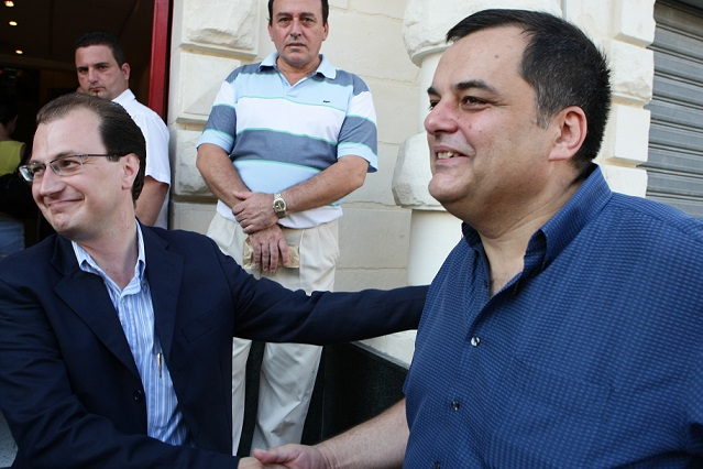 Wenzu Mintoff (right), seen here with then Labour Party President Stefan Zrinzo Azzopardi, rejoined the PL after resigning from Alternattiva Demokratika 