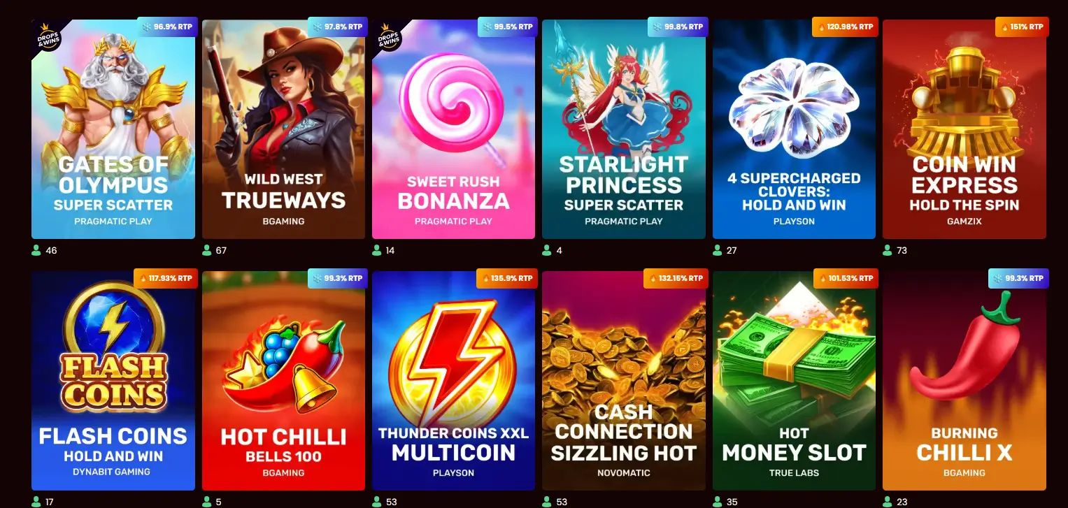 Populære online casinospil og spilleautomater