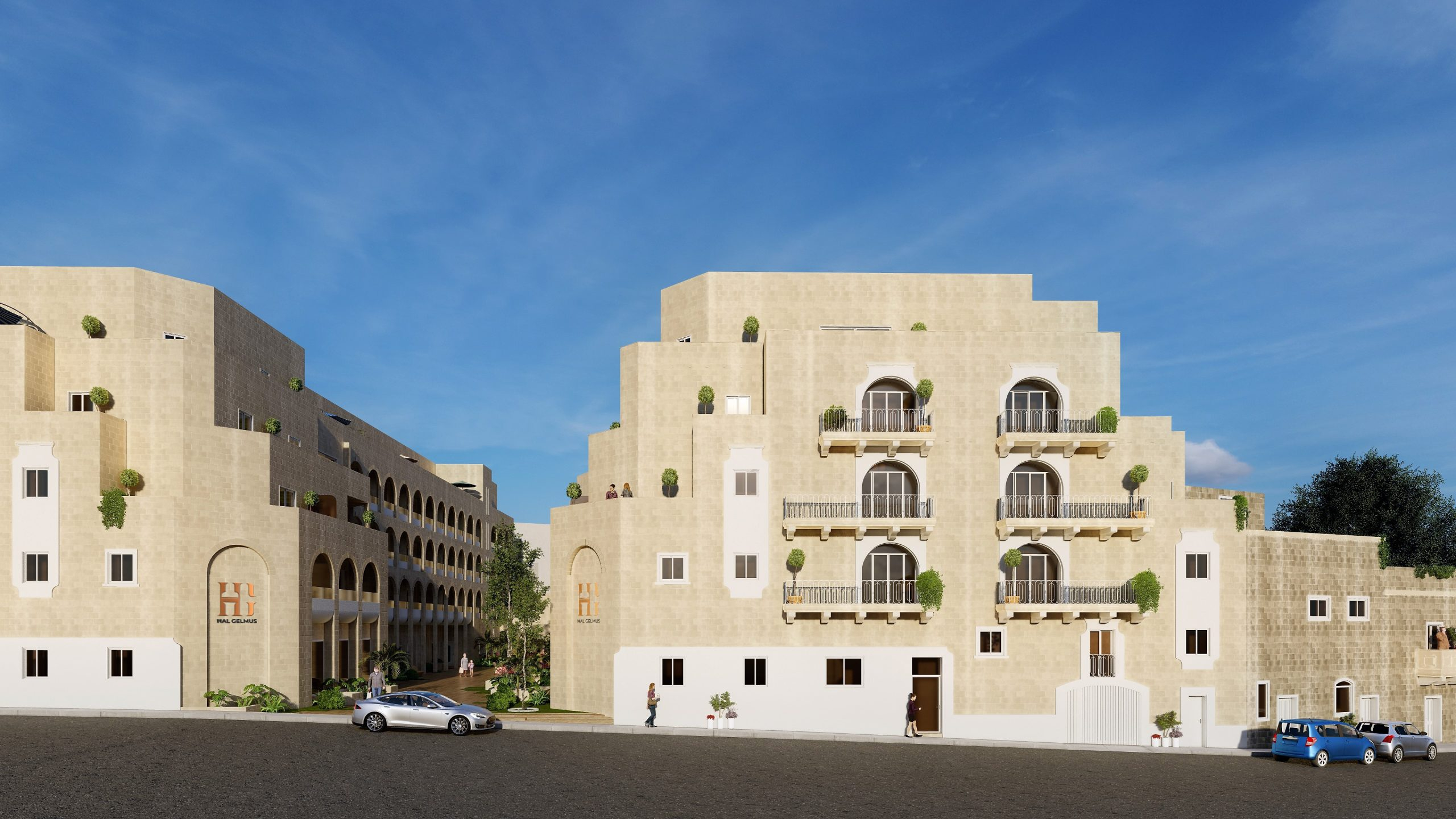 The Ħal Gelmus complex in Rabat was built by developers Joseph Portelli, Mark Agius, and Daniel Refalo