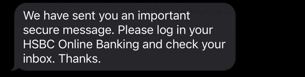 The text message received by HSBC customers 