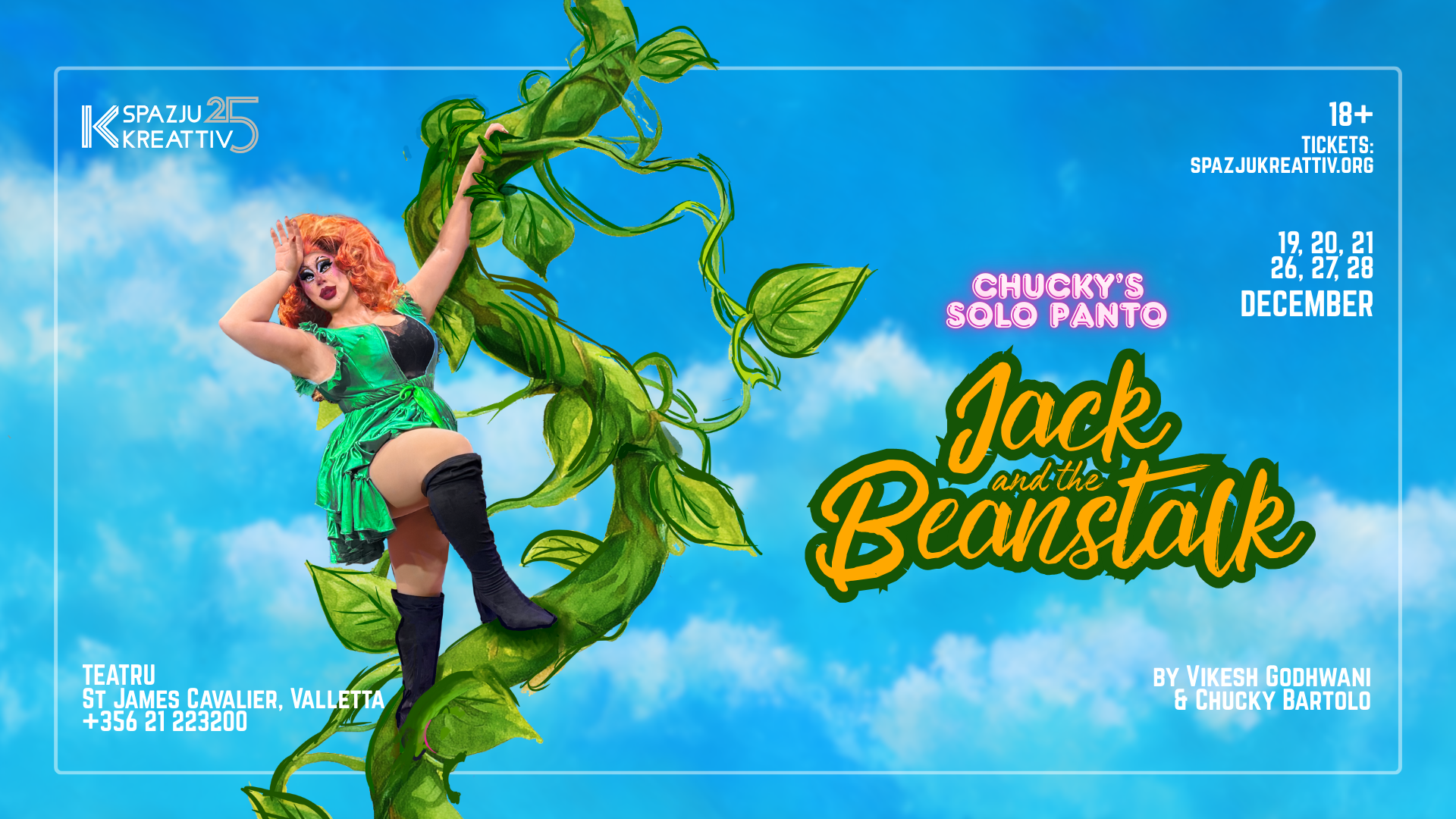 Chucky’s one-person Jack and the Beanstalk panto returns to Spazju Kreattiv