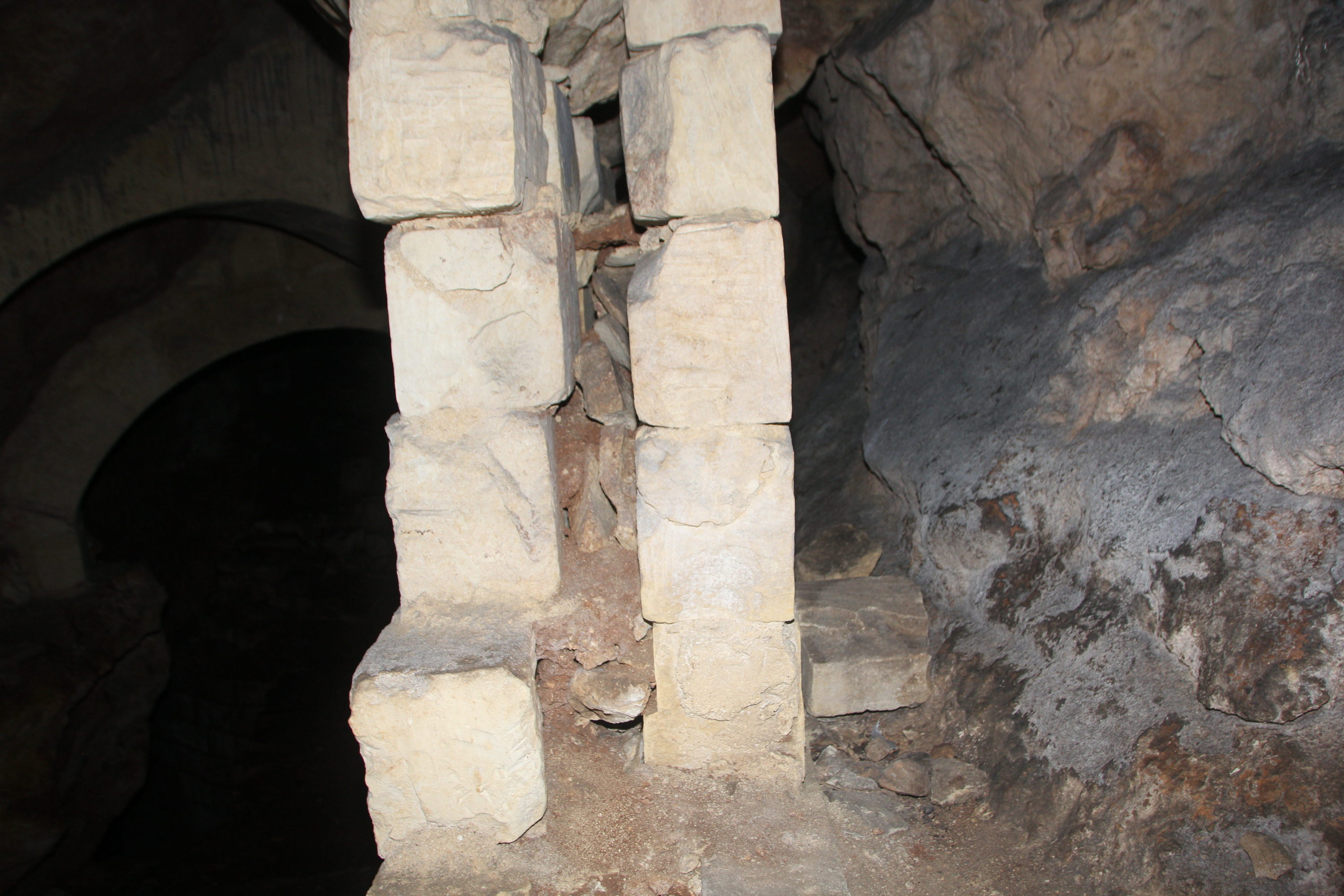 Underground cave, parts of which are supported by columns