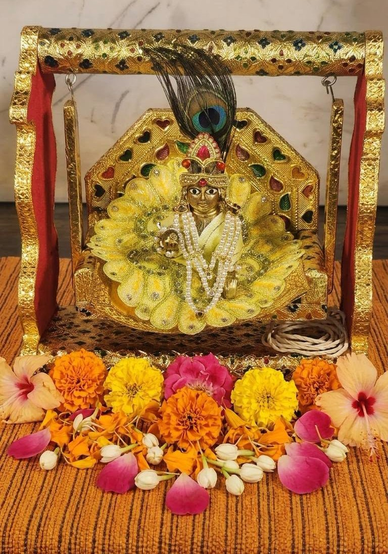 Little Krishna on his cradle