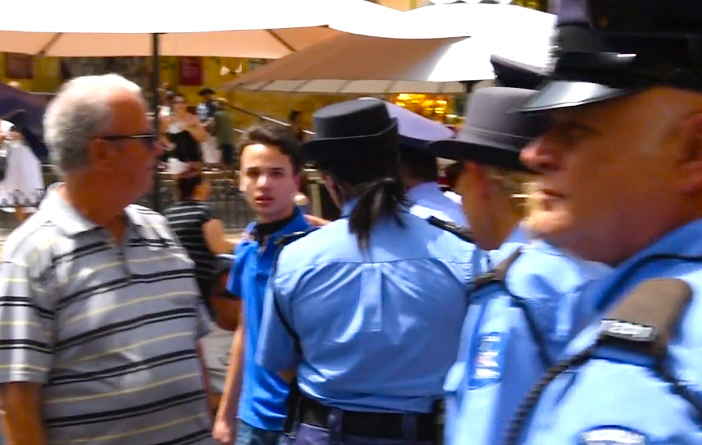 [WATCH] Police turn away aggressive heckler as Lifeline crew go to court