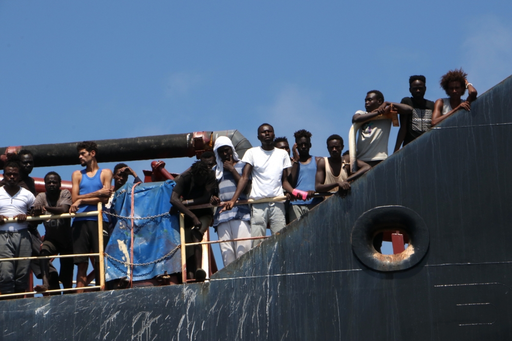 Aboard the Maersk Etienne: these 27 migrants are desperate to leave the ship after 30 days at sea. Photos: Karl Azzopardi/Mediatoday