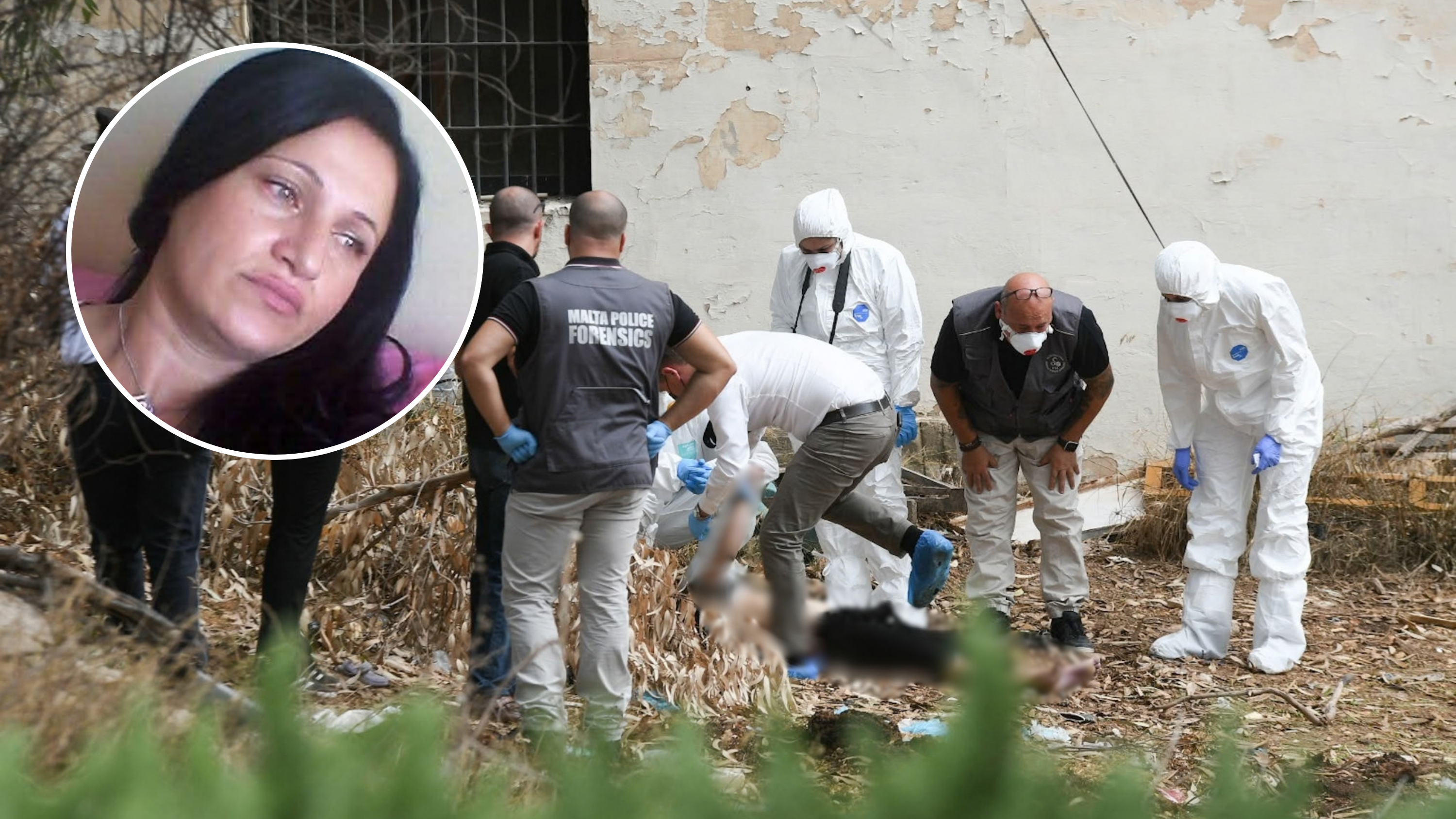 Forensic teams were deployed to the site where Miriam Azzopardi (inset) was found dead on Wednesday morning (Photo: James Bianchi/MaltaToday)
