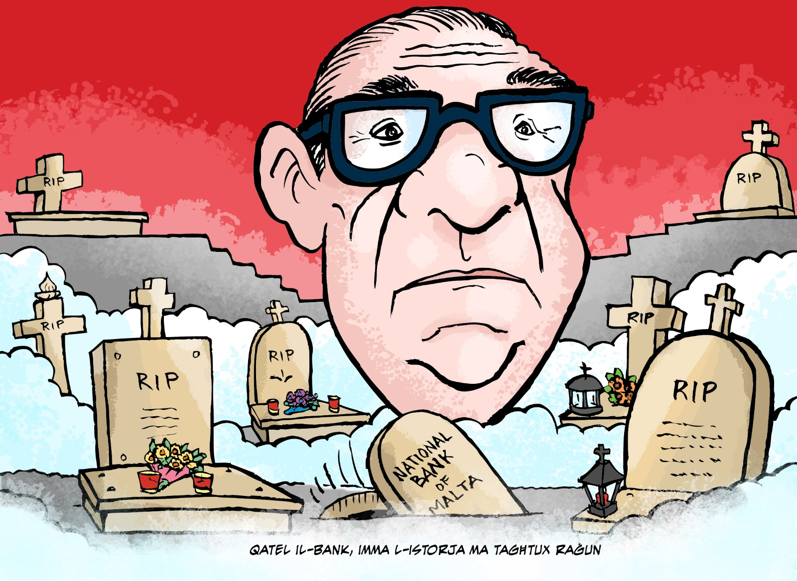 You can see the frenzy that is going on when suddenly all guns start firing volleys at a story and a satirical cartoon in sister newspaper Illum over the role of Dom Mintoff in the nationalisation of the National Bank in 1973—a good 52 years ago