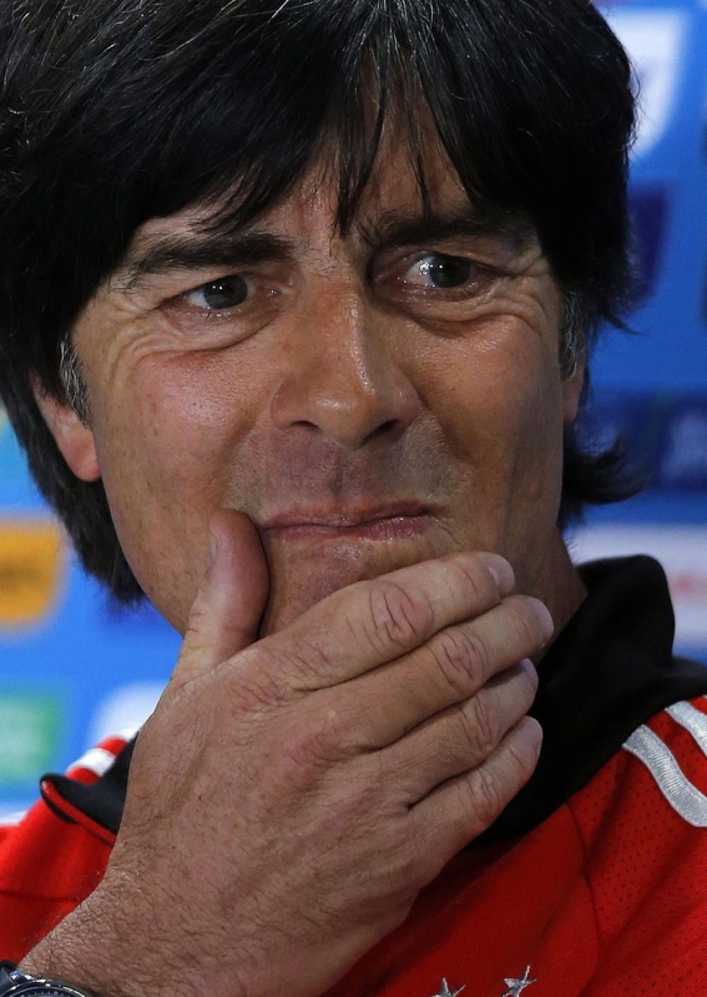 German coach, Joachim Loew. He says he's worried about the refereeing, ahead of Tuesday's World Cup semi-final with Brazil. Photo by EPA/FELIPE TRUEBA