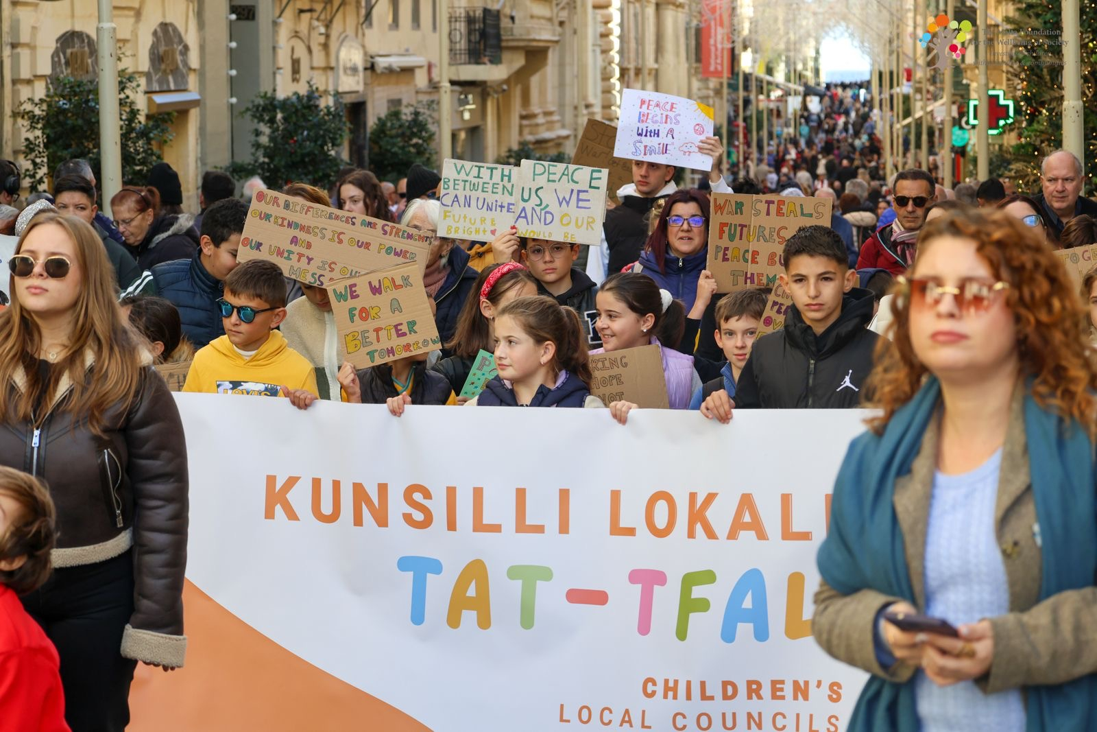 Children march in Valletta to demand peace and justice in Malta’s first youth-led peace rally