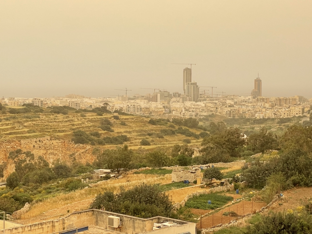 Desert sand from north Africa in April led to less sunshine