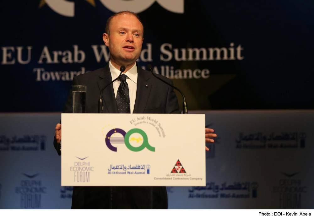 Prime Minister Joseph Muscat emphasised cross-region cooperation at the EU-Arab World Summit