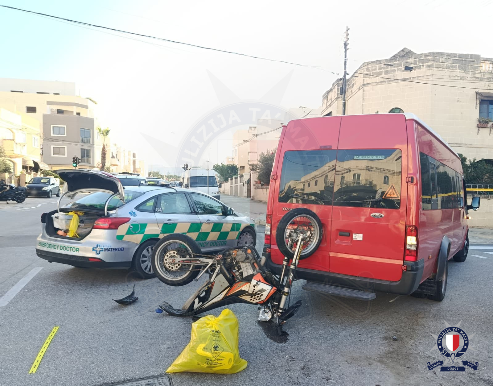 Motorcyclist dies in crash with school van