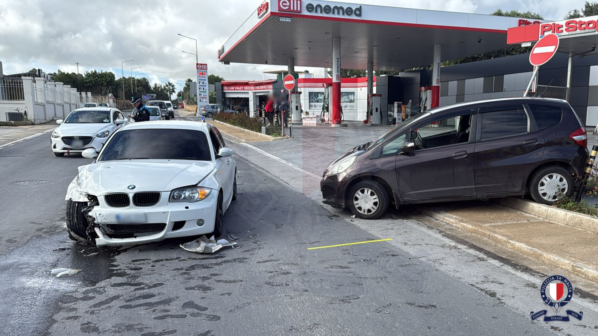 Photo of the traffic accident provided by the Malta Police Force
