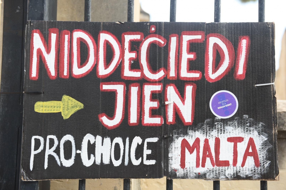 I decide: one of the posters at the pro choice gathering in Valletta. All photos by James Bianchi