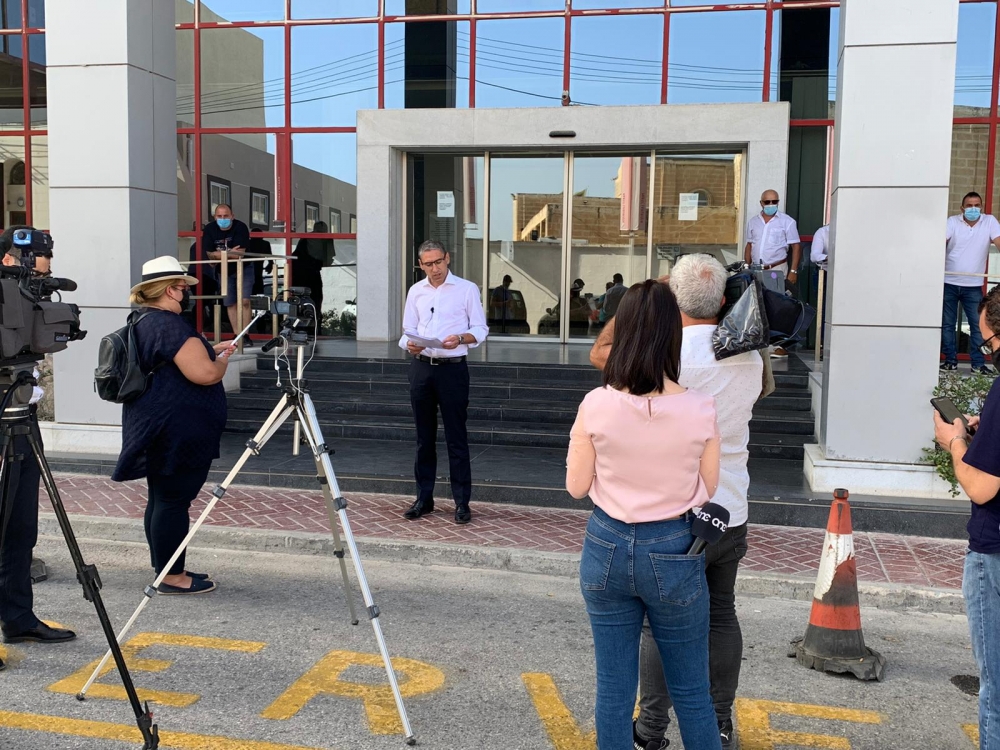 Repubblika President Robert Aquilina Saturday morning outside the Labour Party's headquarters