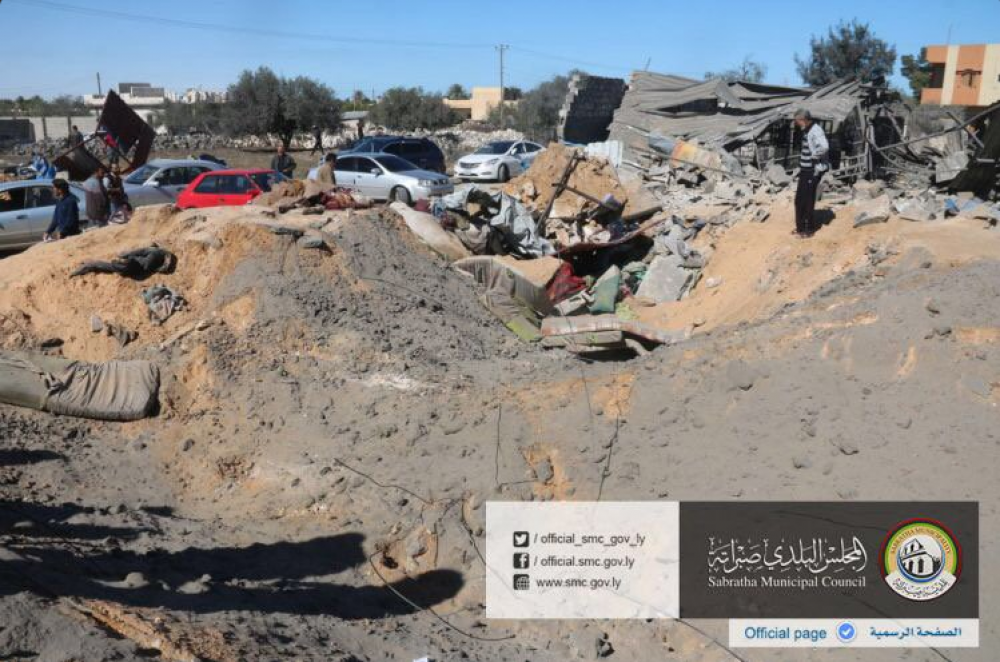  Sabratha municipal council released images of the aftermath of the US airstrike targeting a Daesh meeting