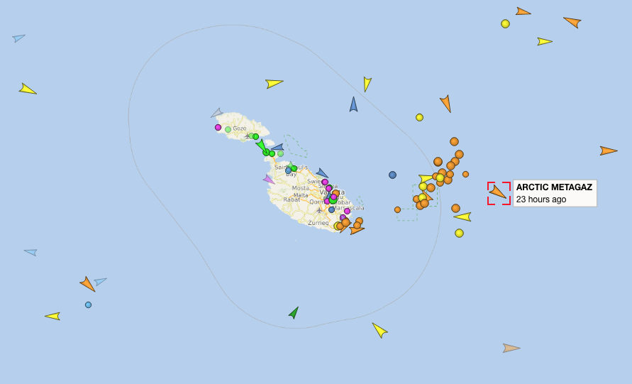 The Russian-flagged ship was just outside Maltese territorial waters on Monday