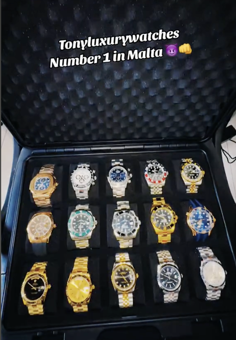 Zammit's TikTok account showcases a number of fake luxury goods