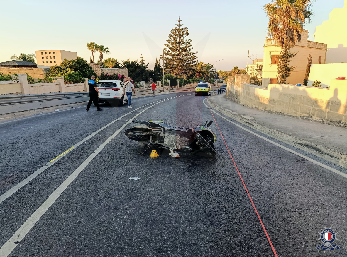 The aftermath of the accident in Mosta (Photo: Malta Police Force)